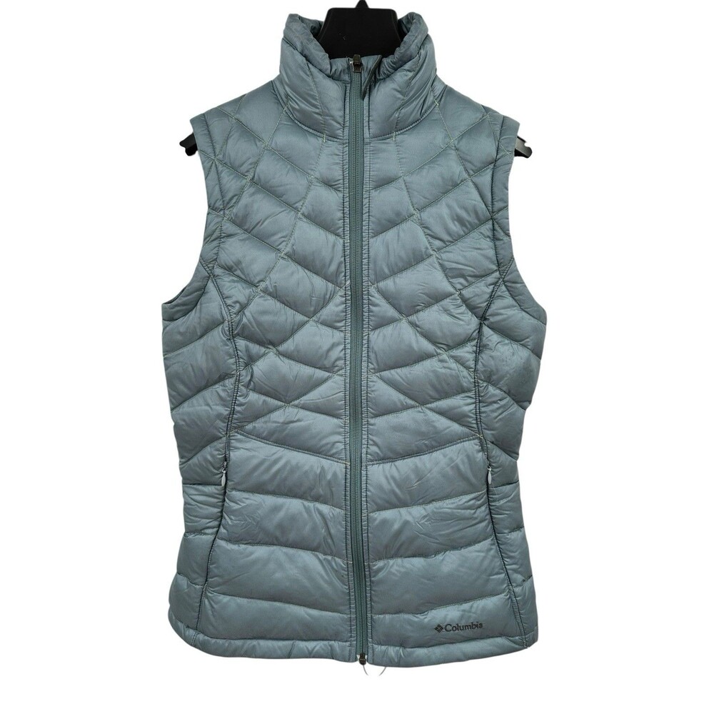 Columbia Omni Heat Puffer Vest Womens XS Blue Lined Outdoors Casual 700 Down